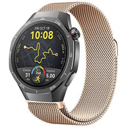Huawei Watch GT5 Pro 46mm Uyumlu Manyetik Milanese Loop Metal Kordon 