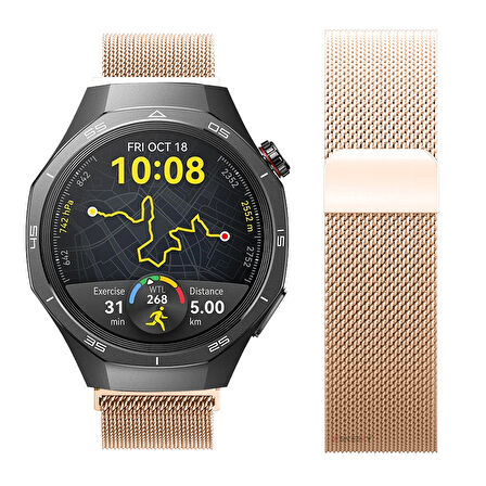 Huawei Watch GT5 Pro 46mm Uyumlu Manyetik Milanese Loop Metal Kordon 