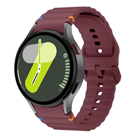 Samsung Galaxy Watch 7 40mm-44mm İle Uyumlu Metal Tokalı Dalgalı Spor Silikon Kordon