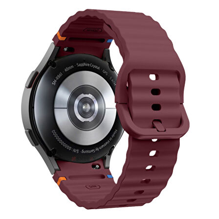 Samsung Galaxy Watch 7 40mm-44mm İle Uyumlu Metal Tokalı Dalgalı Spor Silikon Kordon