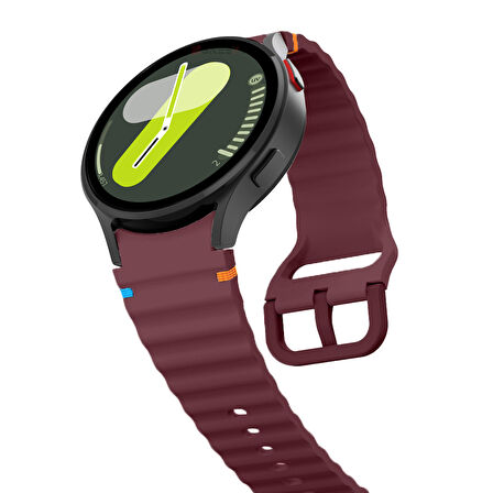 Samsung Galaxy Watch 7 40mm-44mm İle Uyumlu Metal Tokalı Dalgalı Spor Silikon Kordon