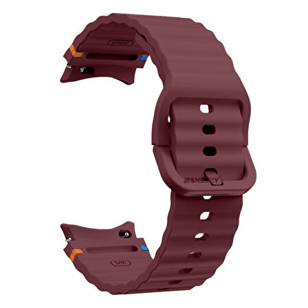 Samsung Galaxy Watch 7 40mm-44mm İle Uyumlu Metal Tokalı Dalgalı Spor Silikon Kordon