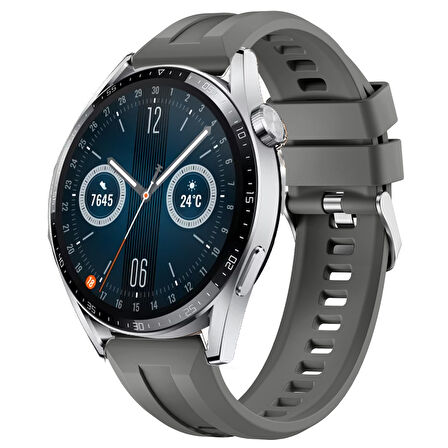 Sneezy Huawei Watch GT3 46mm GT2 46mm İle Uyumlu Spor Silikon Metal Tokalı Soft Saat Kordonu