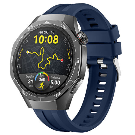 Sneezy Huawei Watch GT5 Pro 46mm İle Uyumlu Spor Silikon Metal Tokalı Soft Saat Kordonu