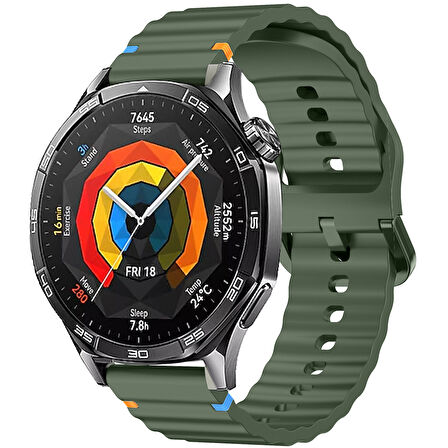Huawei Watch GT5 46mm İle Uyumlu Dalga Desenli Tokalı Yumusaş Soft Silikon Kordon