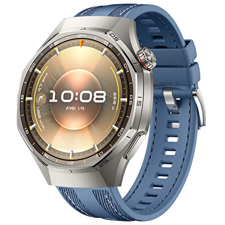 Sneezy Huawei Watch GT6 Pro 46mm ile Uyumlu Metal Tokalı Dikiş Detaylı Şık Dokuma Silikon Kordon