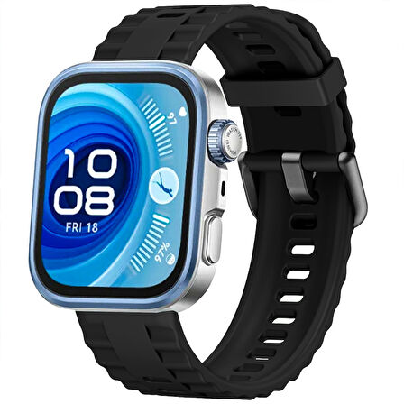 Huawei Watch Fit3 Fit 4 Fit 4 Pro İle Uyumlu GlacierFlex Metal Tokalı Spor Silikon Kordon