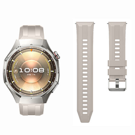 Sneezy Huawei Watch GT6 Pro 46mm İle Uyumlu Spor Silikon Metal Tokalı Soft Saat Kordonu