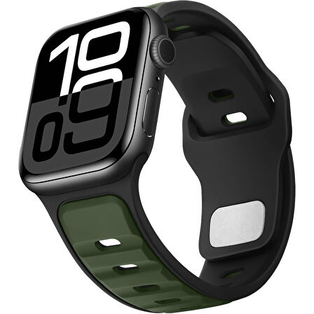 Apple Watch 42mm 44mm 45mm S10 46mm Ultra 49mm Çift Renkli Spor Silikon Kordon Nefes Alabilir