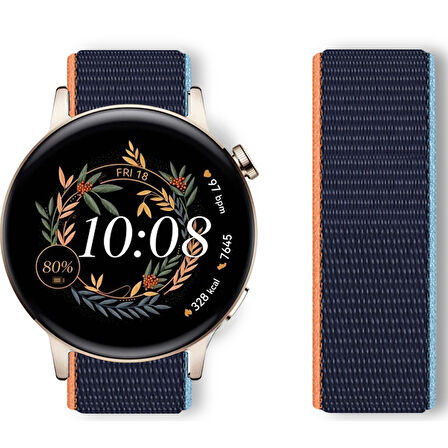 Huawei Watch GT3 42mm GT2 42mm İle Uyumlu Ayarlanabilir Cırt Cırtlı Yumuşak Spor Kumaş Örgü Kordon