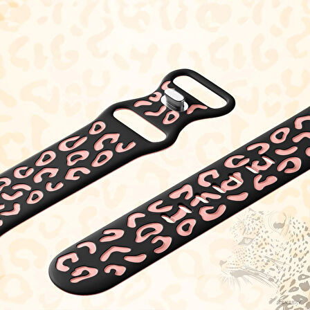 Huawei Watch GT2 GT3 42mm İle Uyumlu Leopar Desenli Silikon Kordon Kayış