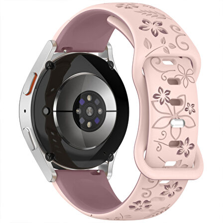 Huawei Watch GT2 GT3 GT4 GT5 46mm İle Uyumlu FloraFlex Çiçek Desenli Silikon Kordon
