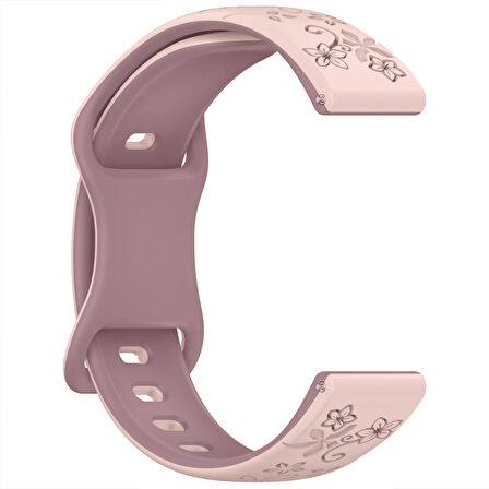 Huawei Watch GT2 GT3 GT4 GT5 46mm İle Uyumlu FloraFlex Çiçek Desenli Silikon Kordon