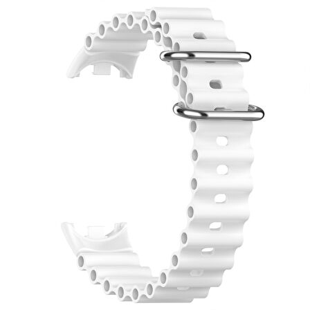 Xiaomi Mi Band 9 İle Uyumlu Dalga Desenli Metal Tokalı Yumuşak Silikon Kordon 