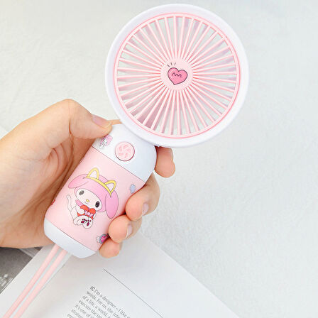 Sevimli Karakter Desenli Sessiz USB Şarjlı Mini Fan Kalemtraşlı, Taşınabilir Masaüstü Fan