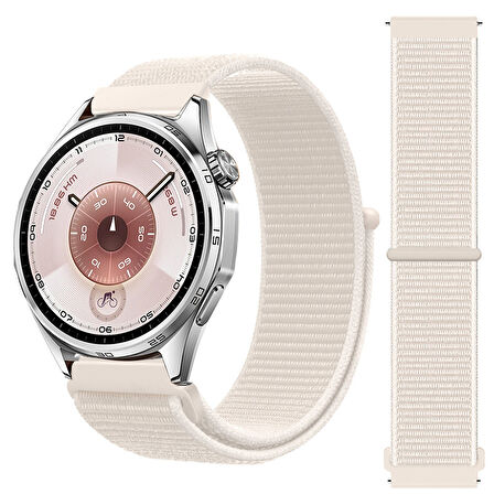 Huawei Watch GT6 46mm İle Uyumlu Ayarlanabilir Cırt Cırtlı Yumuşak Spor Kumaş Örgü Kordon