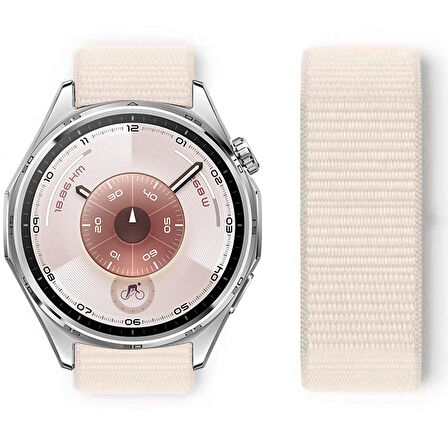 Huawei Watch GT6 46mm İle Uyumlu Ayarlanabilir Cırt Cırtlı Yumuşak Spor Kumaş Örgü Kordon