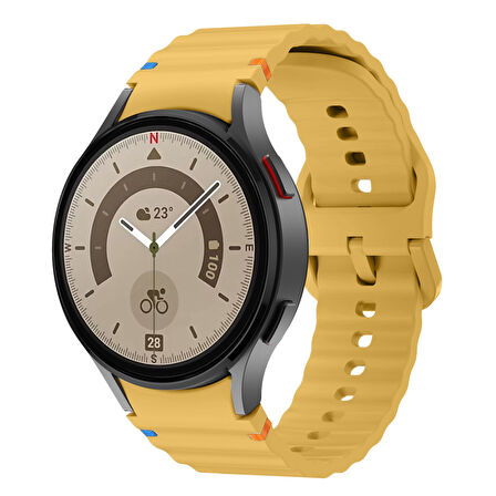 Samsung Galaxy Watch 5 Pro 45mm İle Uyumlu Metal Tokalı Dalgalı Spor Silikon Kordon