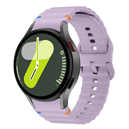 Samsung Galaxy Watch 7 40mm-44mm İle Uyumlu Metal Tokalı Dalgalı Spor Silikon Kordon