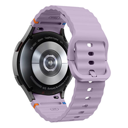 Samsung Galaxy Watch 7 40mm-44mm İle Uyumlu Metal Tokalı Dalgalı Spor Silikon Kordon
