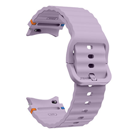 Samsung Galaxy Watch 7 40mm-44mm İle Uyumlu Metal Tokalı Dalgalı Spor Silikon Kordon
