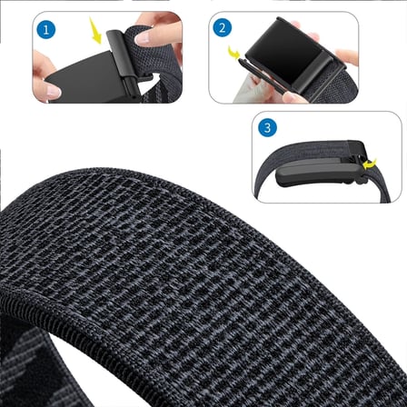 Sneezy WHOOP Peak 5.0 ile Uyumlu Nylon Loop Ayarlanabilir Spor Kordon Siyah Metal Kasalı