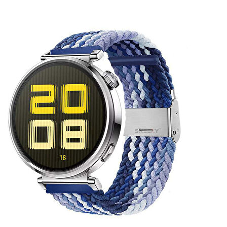 Sneezy Huawei Watch GT 5 41mm İle Uyumlu Metal Klips Solo Fiberlink Kumaş Örgü Kordon