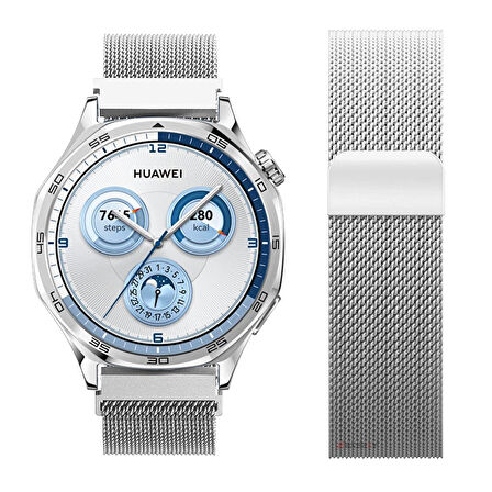 Huawei Watch GT5 46mm Uyumlu Manyetik Milanese Loop Metal Kordon 