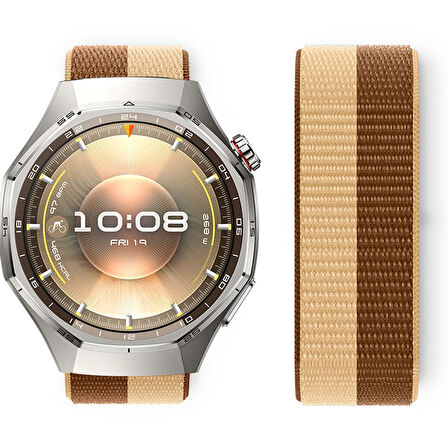 Huawei Watch GT6 Pro 46mm İle Uyumlu Ayarlanabilir Cırt Cırtlı Yumuşak Spor Kumaş Örgü Kordon