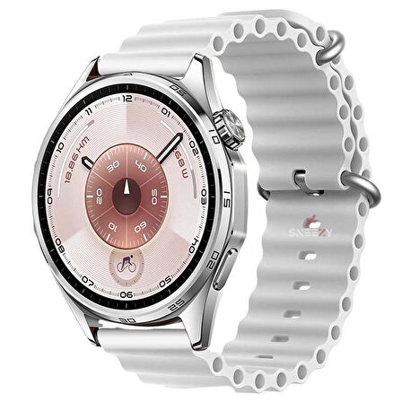 Huawei Watch GT6 46mm İle Uyumlu Dalga Desenli Tokalı Yumuşak Ocean Soft Silikon Kordon