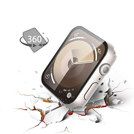 Apple Watch 42MM 4-5-6 SE Seri Uyumlu Starlight 360 Derece Koruma ve Temperli Cam Ekran Koruyucu