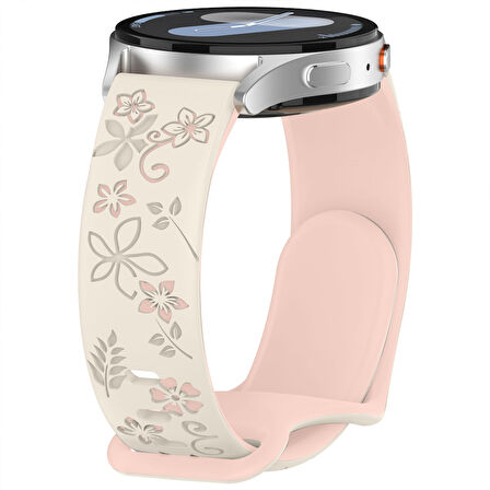 Huawei Watch GT2 GT3 GT4 GT5 46mm İle Uyumlu FloraFlex Çiçek Desenli Silikon Kordon