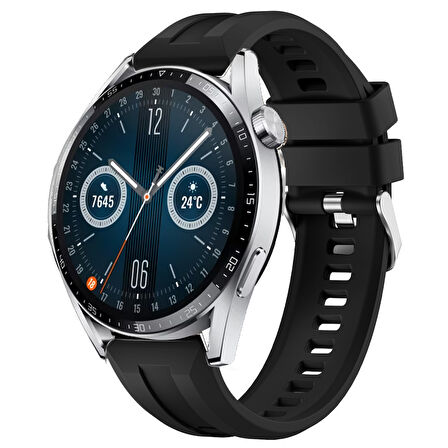 Sneezy Huawei Watch GT3 46mm GT2 46mm İle Uyumlu Spor Silikon Metal Tokalı Soft Saat Kordonu