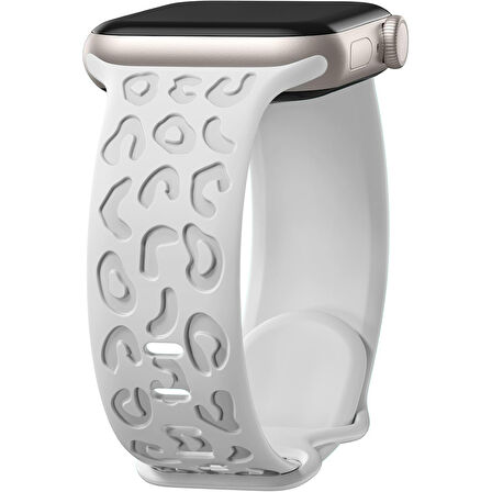 Apple Watch Uyumlu 44 45 46mm Leopar Desenli Yumuşak Silikon Kordon Seri 2 3 4 5 6 Se 7 8 9 10 