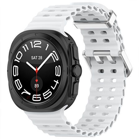 Samsung Galaxy Watch 7 Ultra İle Uyumlu AirFlow Metal Tokalı Yumuşak Soft Silikon Kordon 