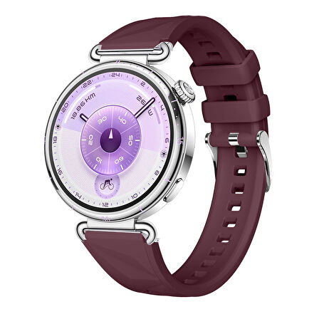 Sneezy Huawei Watch GT6 41mm İle Uyumlu Prism Metal Tokalı Soft Yumuşak Silikon Kordon