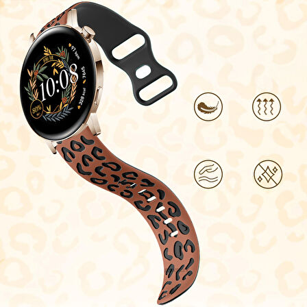 Huawei Watch GT2 GT3 42mm İle Uyumlu Leopar Desenli Silikon Kordon Kayış