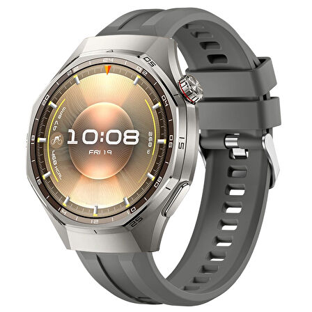 Sneezy Huawei Watch GT6 Pro 46mm İle Uyumlu Spor Silikon Metal Tokalı Soft Saat Kordonu