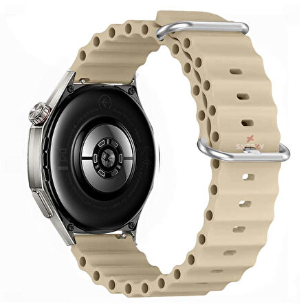 Huawei Watch GT6 46mm İle Uyumlu Dalga Desenli Tokalı Yumuşak Ocean Soft Silikon Kordon