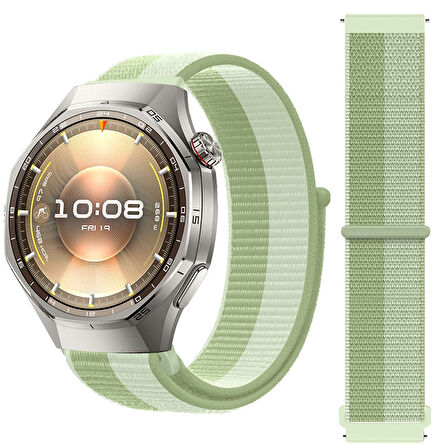 Huawei Watch GT6 Pro 46mm İle Uyumlu Ayarlanabilir Cırt Cırtlı Yumuşak Spor Kumaş Örgü Kordon