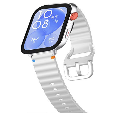 Huawei Watch Fit 3 İle Uyumlu Dalga Desenli Tokalı Yumusaş Soft Silikon Kordon
