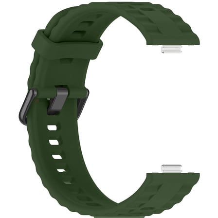 Huawei Watch Fit5 İle Uyumlu Tırtıklı Metal Tokalı Spor Silikon Kordon