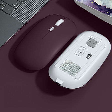 Xiaomi Tablet Şarj Edilebilir Sessiz Mouse Bluetooth + 2.4Hz Wifi Kablosuz Mouse Fare