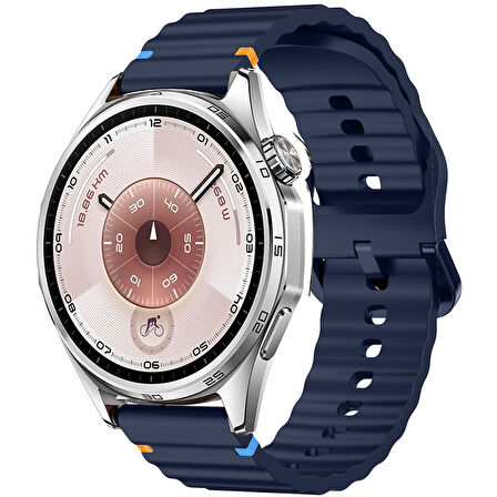 Huawei Watch GT6 46mm İle Uyumlu Dalga Desenli Tokalı Yumusaş Soft Silikon Kordon