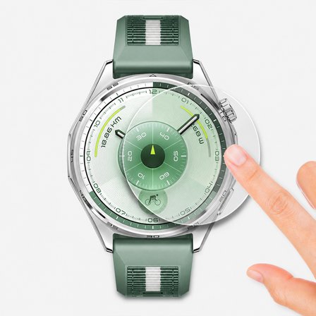 Huawei Watch GT6 46mm Uyumlu Kolay Takılabilir Takma Aparatlı Temperli Cam Ekran Koruyucu