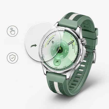 Huawei Watch GT6 46mm Uyumlu Kolay Takılabilir Takma Aparatlı Temperli Cam Ekran Koruyucu