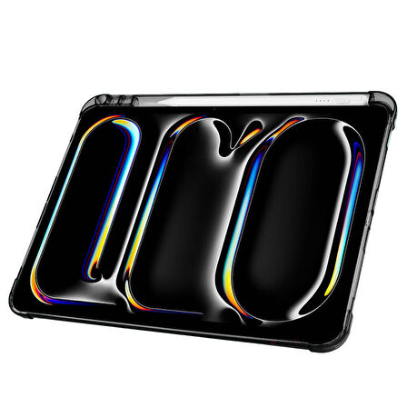 iPad Pro 11 inç M5 2025 Uyumlu Kılıf Üçgen Katlanabilir Kalem Şarj Bölmeli Kılıf A2836 A2837 A3006