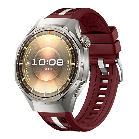 Huawei Watch GT6 Pro 46mm İle Uyumlu SportStripe Örgü Desen Metal Tokalı Silikon Akıllı Saat Kordonu