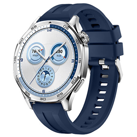 Sneezy Huawei Watch GT5 46mm İle Uyumlu Spor Silikon Metal Tokalı Soft Saat Kordonu