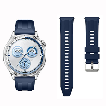 Sneezy Huawei Watch GT5 46mm İle Uyumlu Spor Silikon Metal Tokalı Soft Saat Kordonu